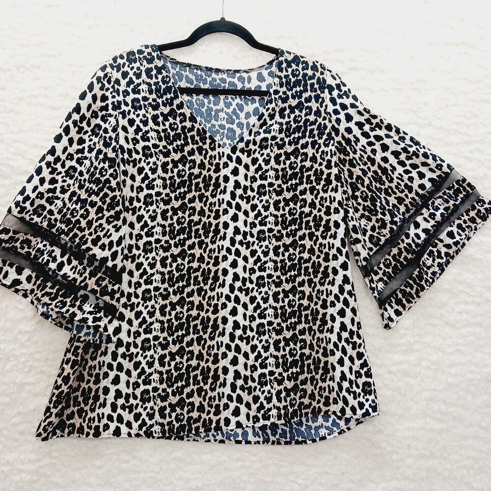 Blouse Mob Wife Y2K Whimsycore Glam Luxe Festival Goth Leopard Animal Size XL